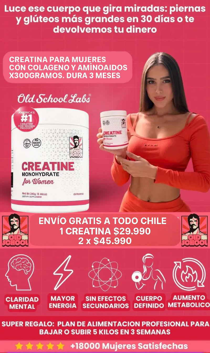Creatina Monohidratada For Women || Tu impulso total para fuerza y glúteos definidos.